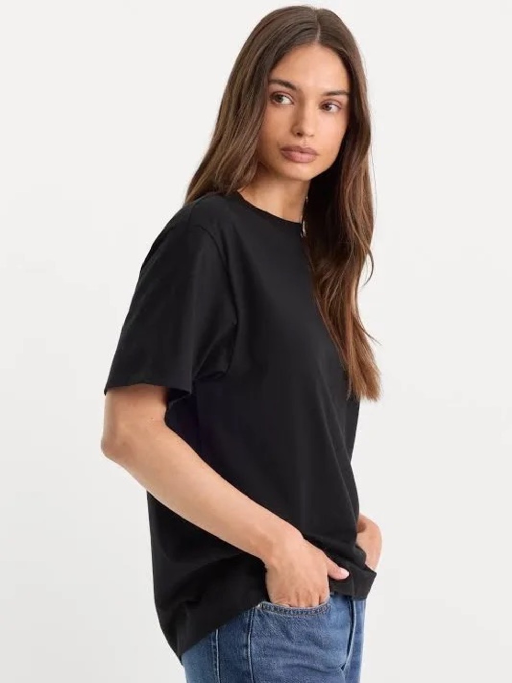 Good American Cotton Classic Tee Black M NWT